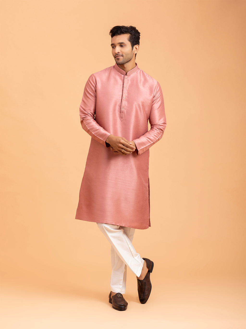 Rose Gold Silk Blend Kurta Set