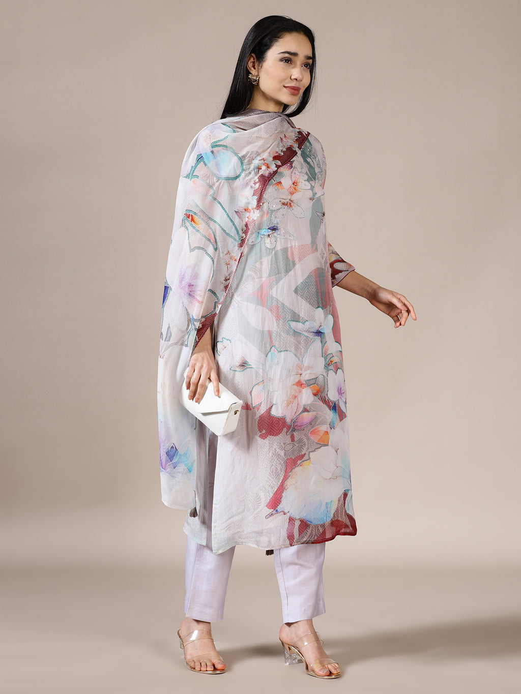 Watercolor Chiffon Kurta Set
