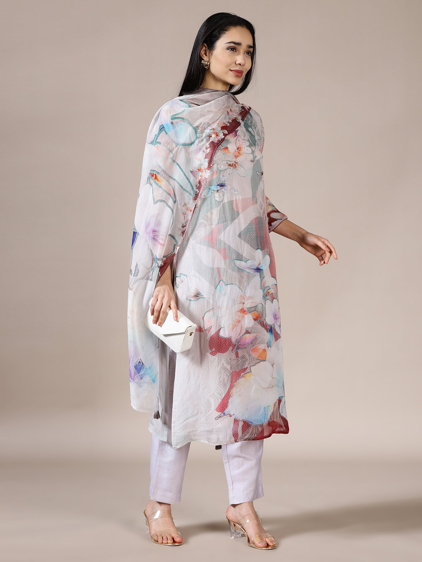 Watercolor Chiffon Kurta Set