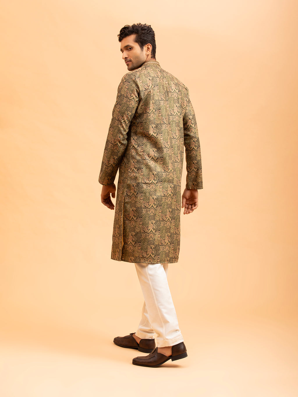 Earth-Toned Paisley Jacquard Kurta