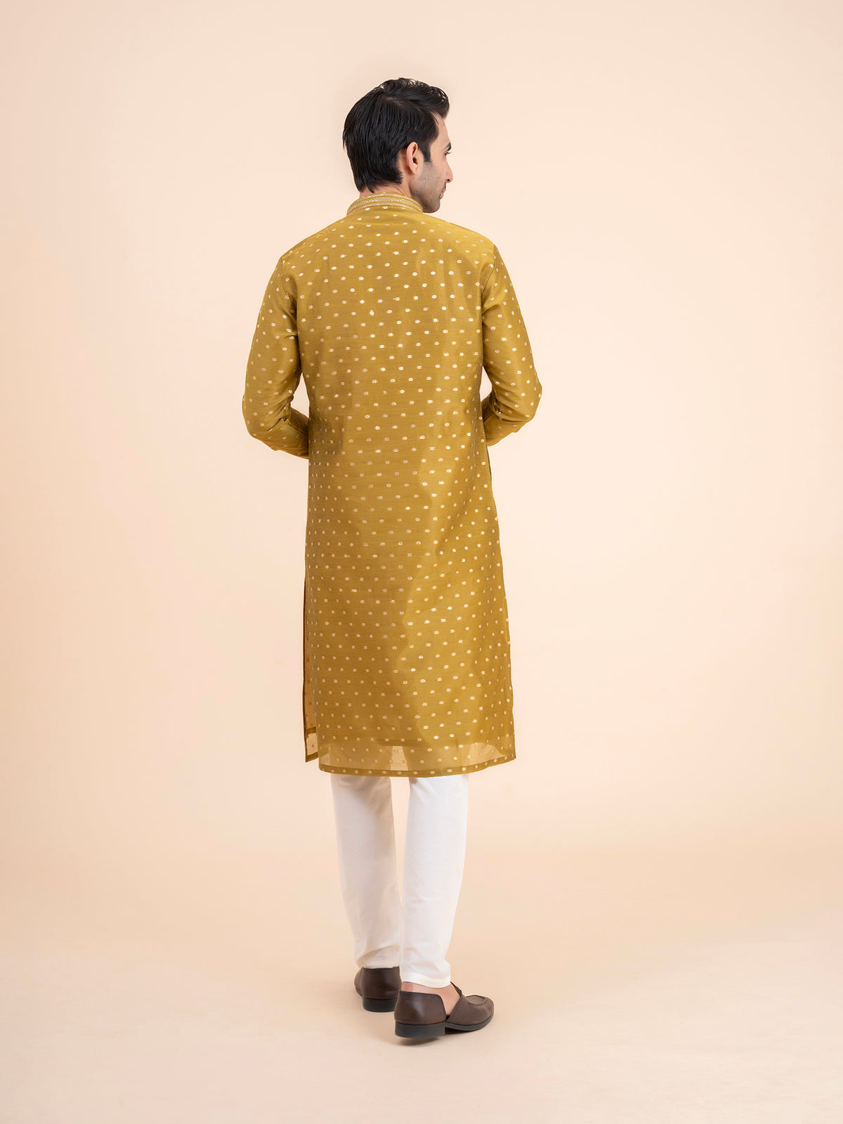 Mustard Yellow Woven Kurta Set