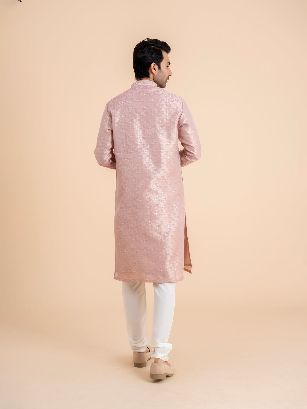 Blush Pink Brocade Kurta Set