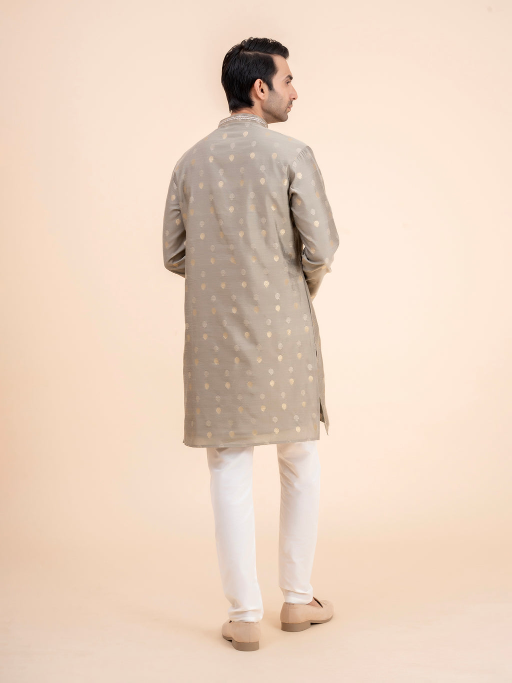 Olive Gold-Dot Kurta Set