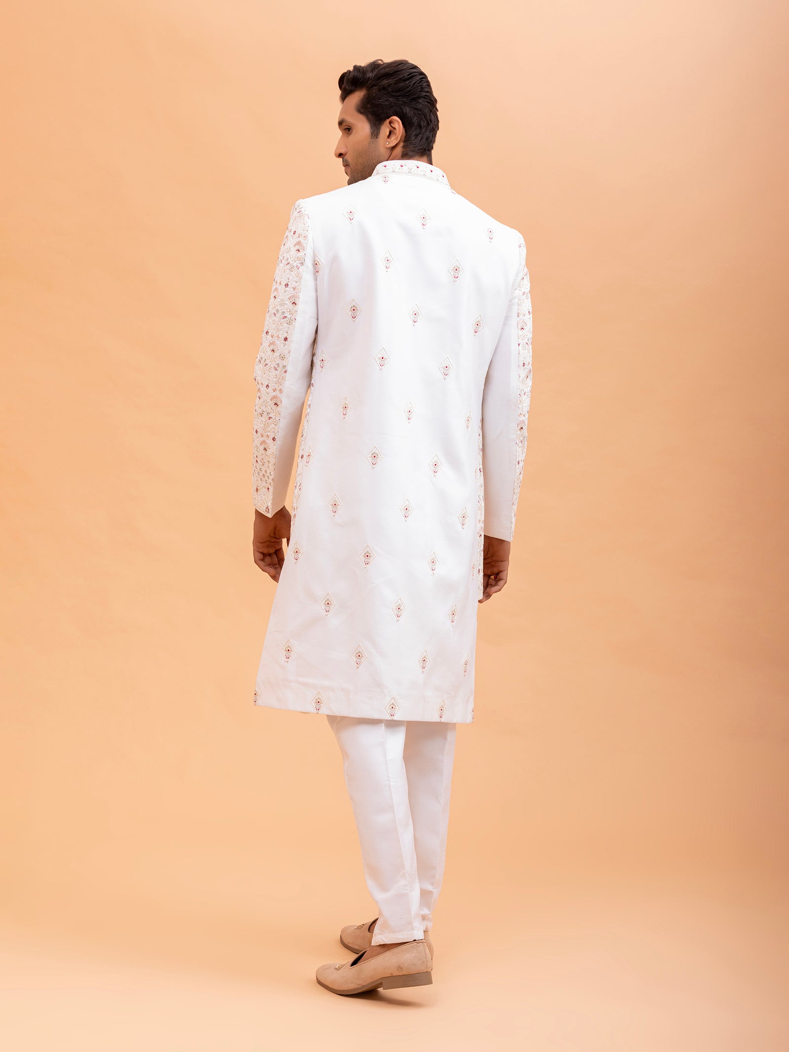Ivory Floral Embroidered Sherwani