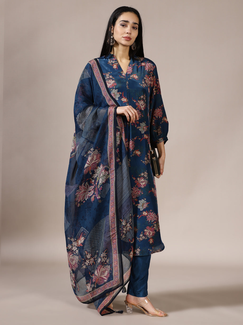 Midnight Blue Floral Suit Set