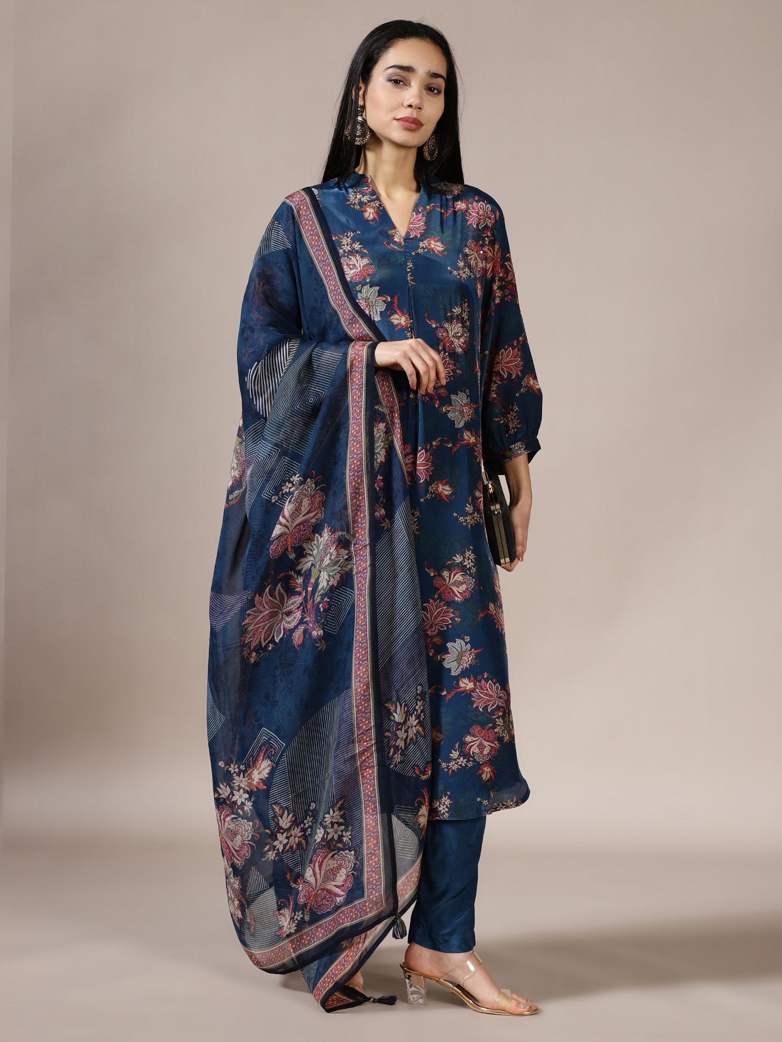 Midnight Blue Floral Suit Set