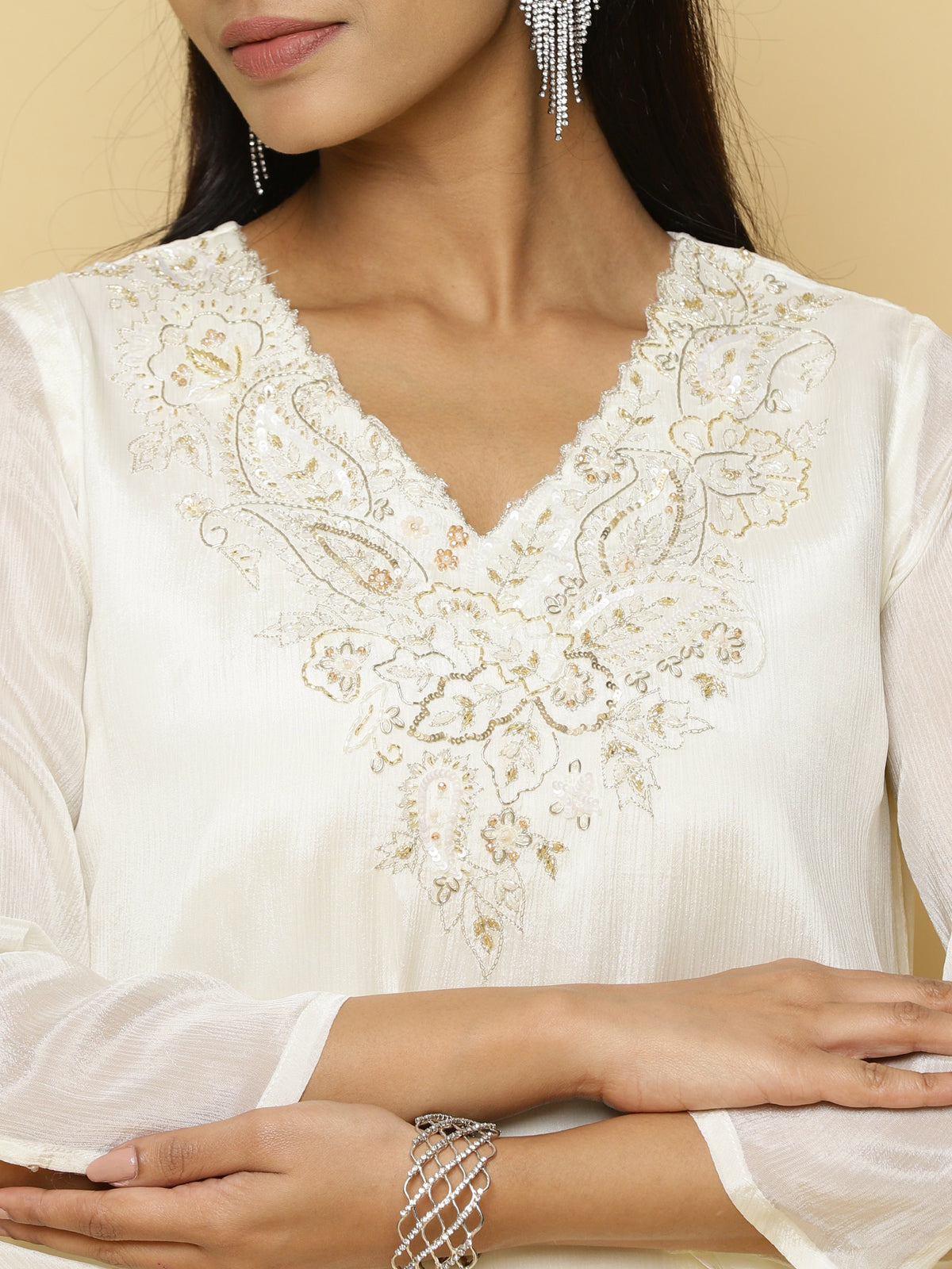 Pearl White Layered Co-ord Set