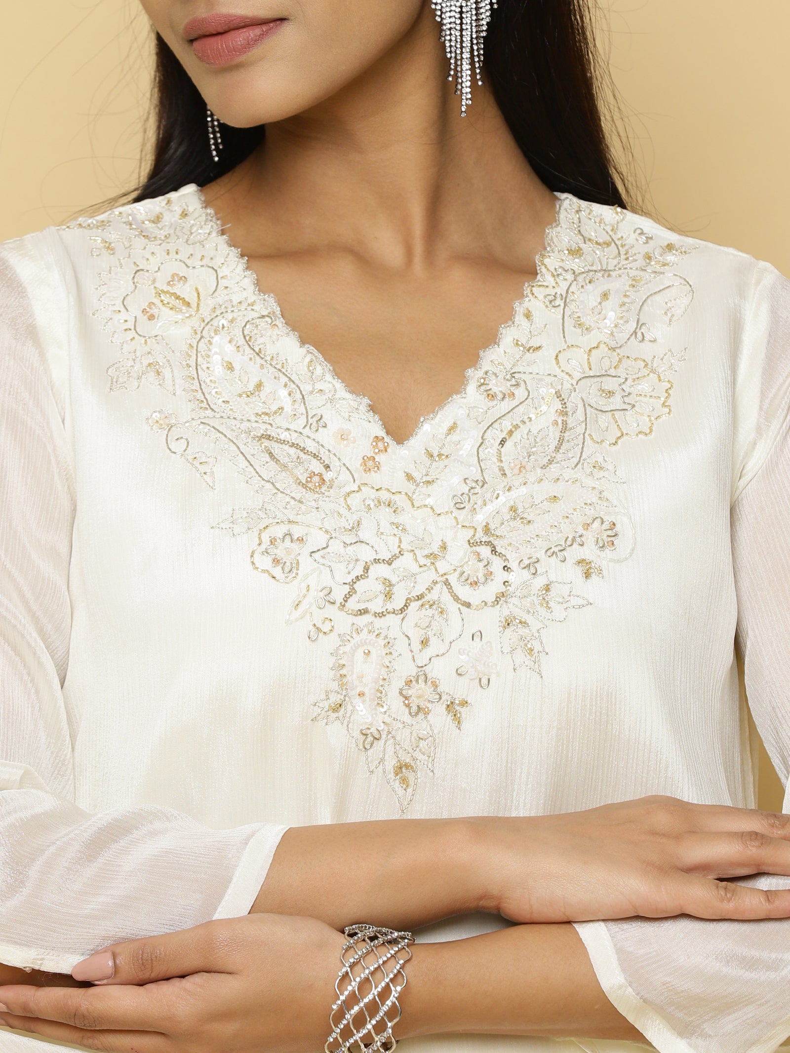 Pearl White Layered Co-ord Set