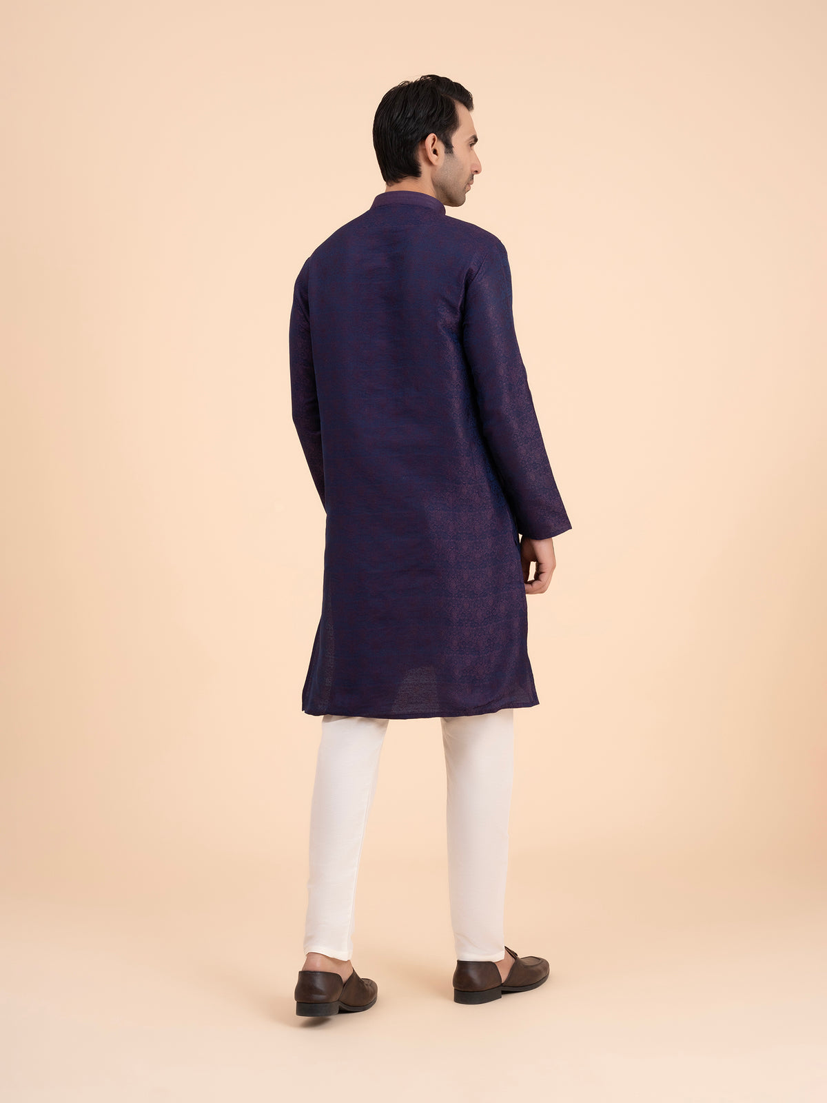 Midnight Indigo Brocade Kurta Set