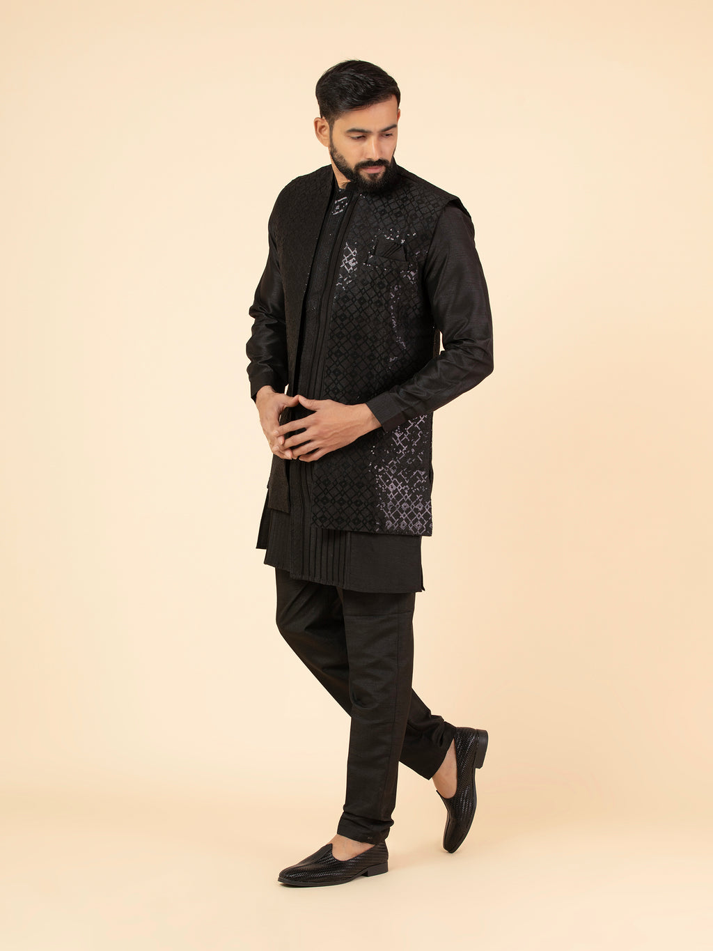 Onyx Pixel-Sequin Jacket Set