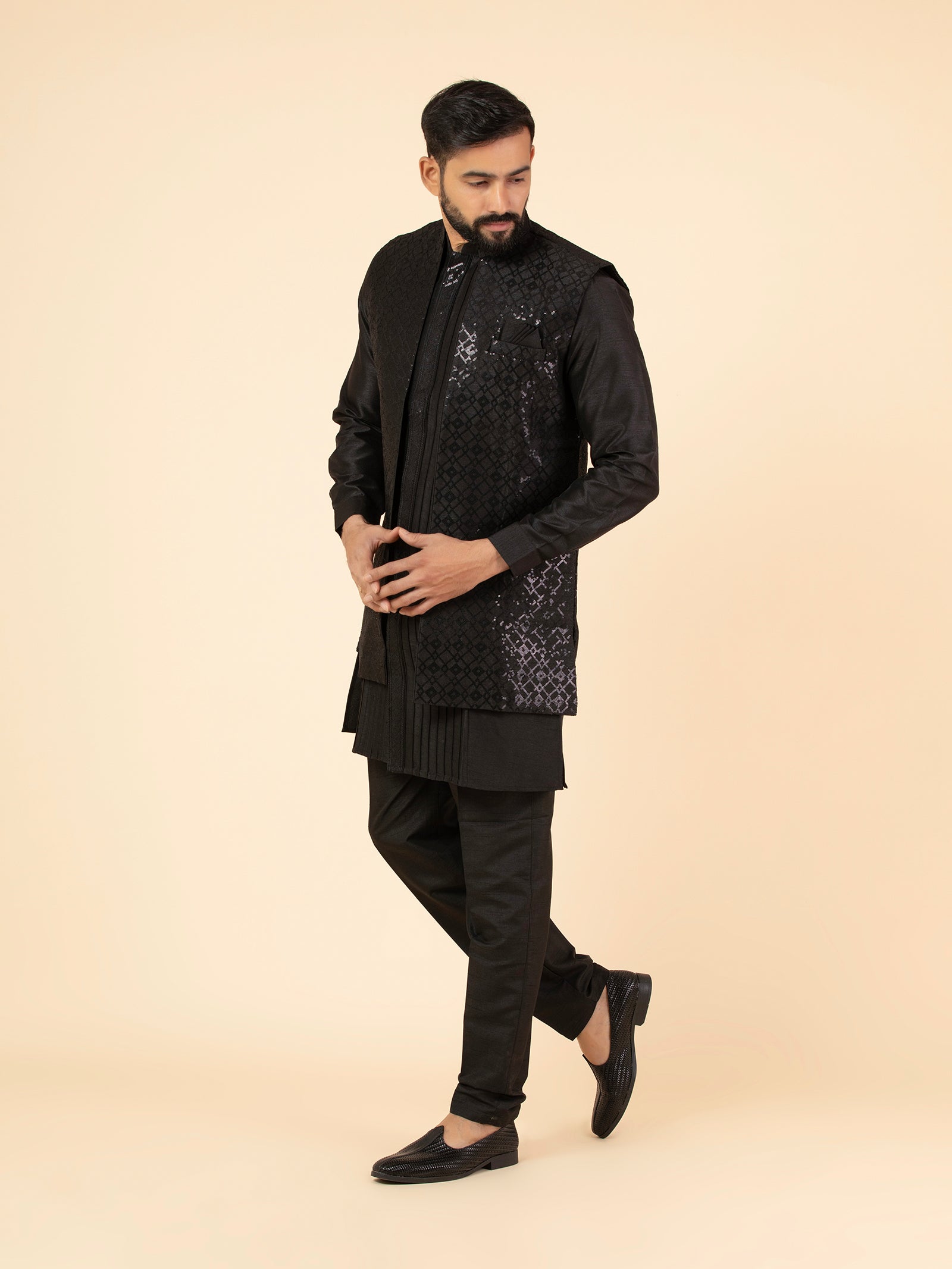 Onyx Pixel-Sequin Jacket Set