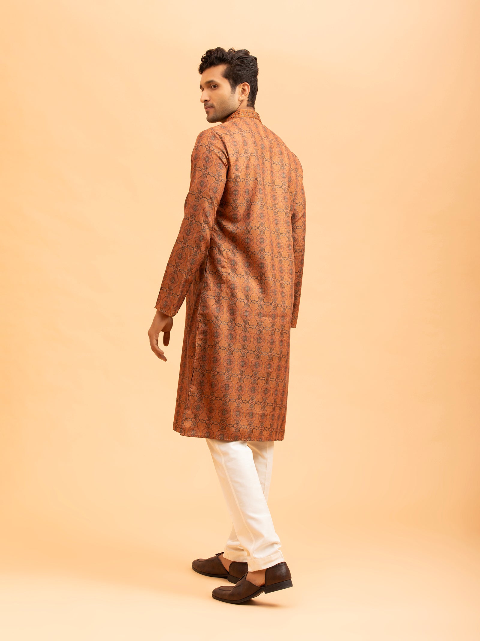 Terracotta Paisley Jacquard Kurta
