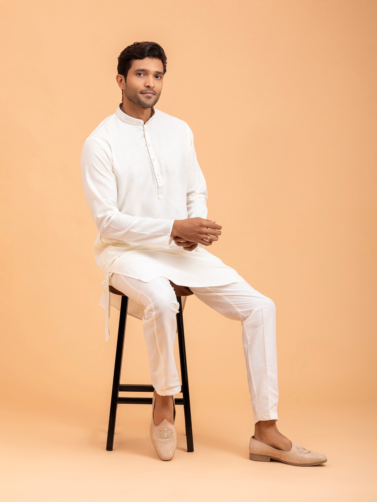 Ivory Minimalist Solid Kurta Set
