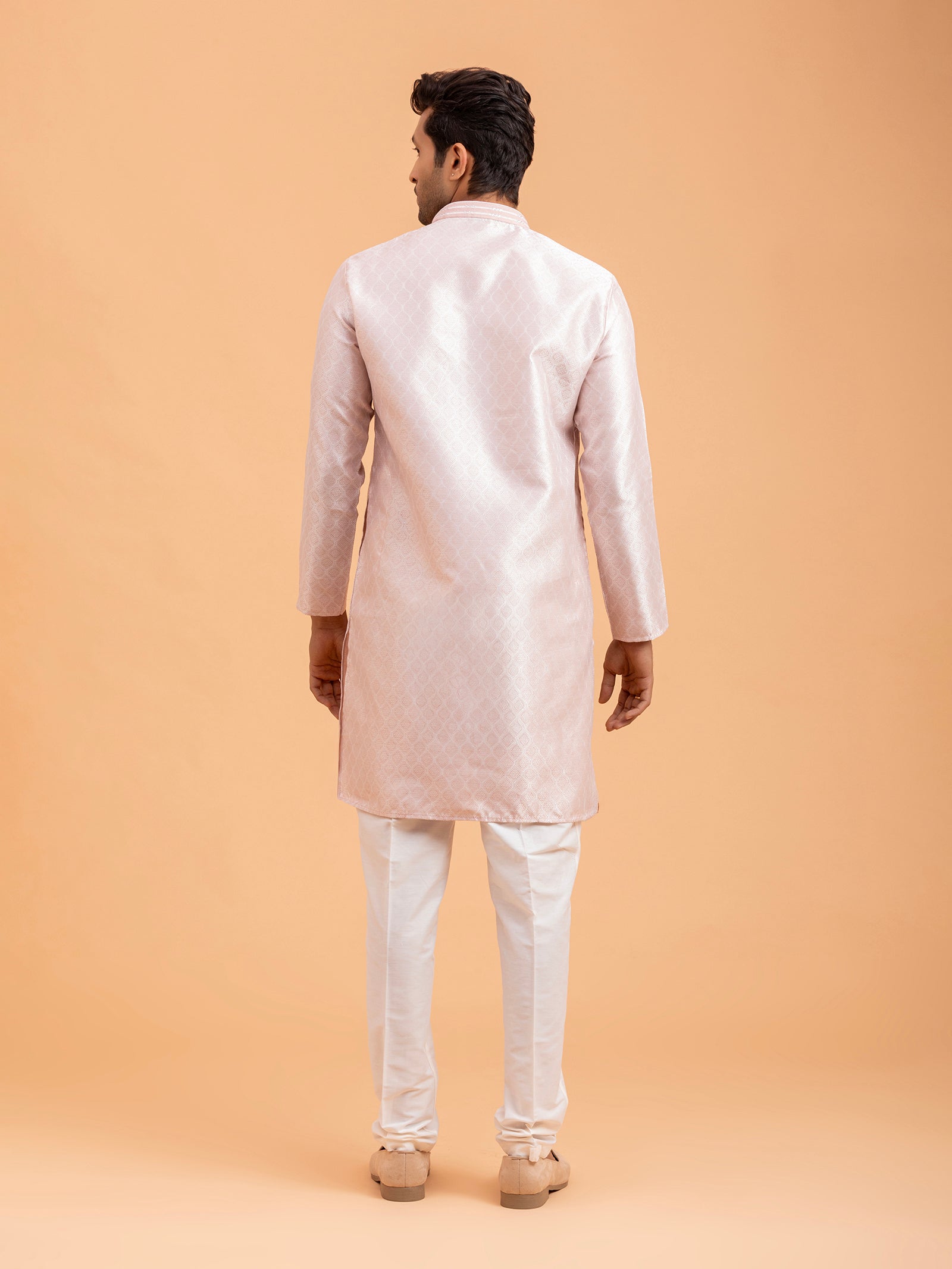 Blush Petal Weave Kurta Set