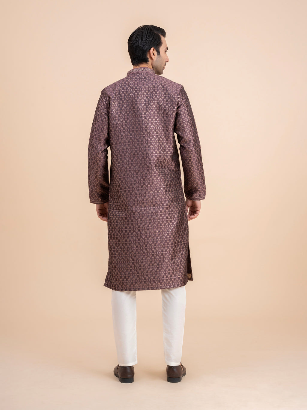 Dark Plum Brocade Kurta Set