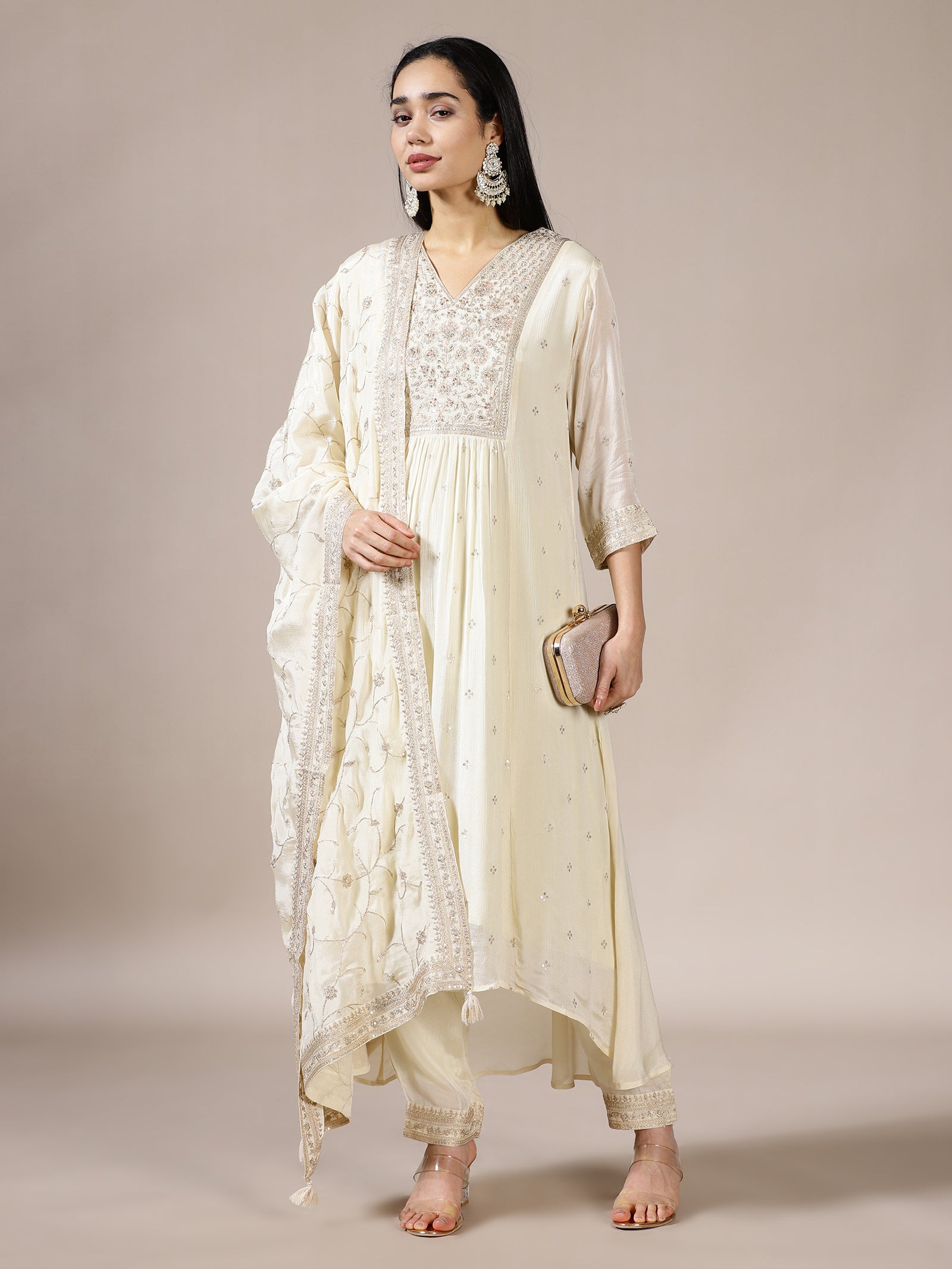 Ivory Embroidered Kurta Set