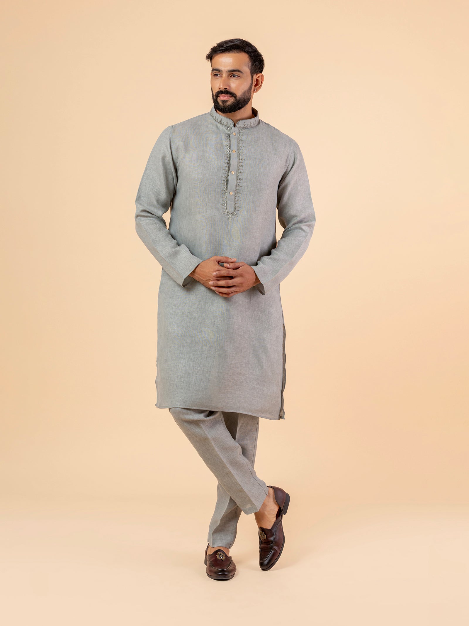 Simple Sage Filigree Kurta Set
