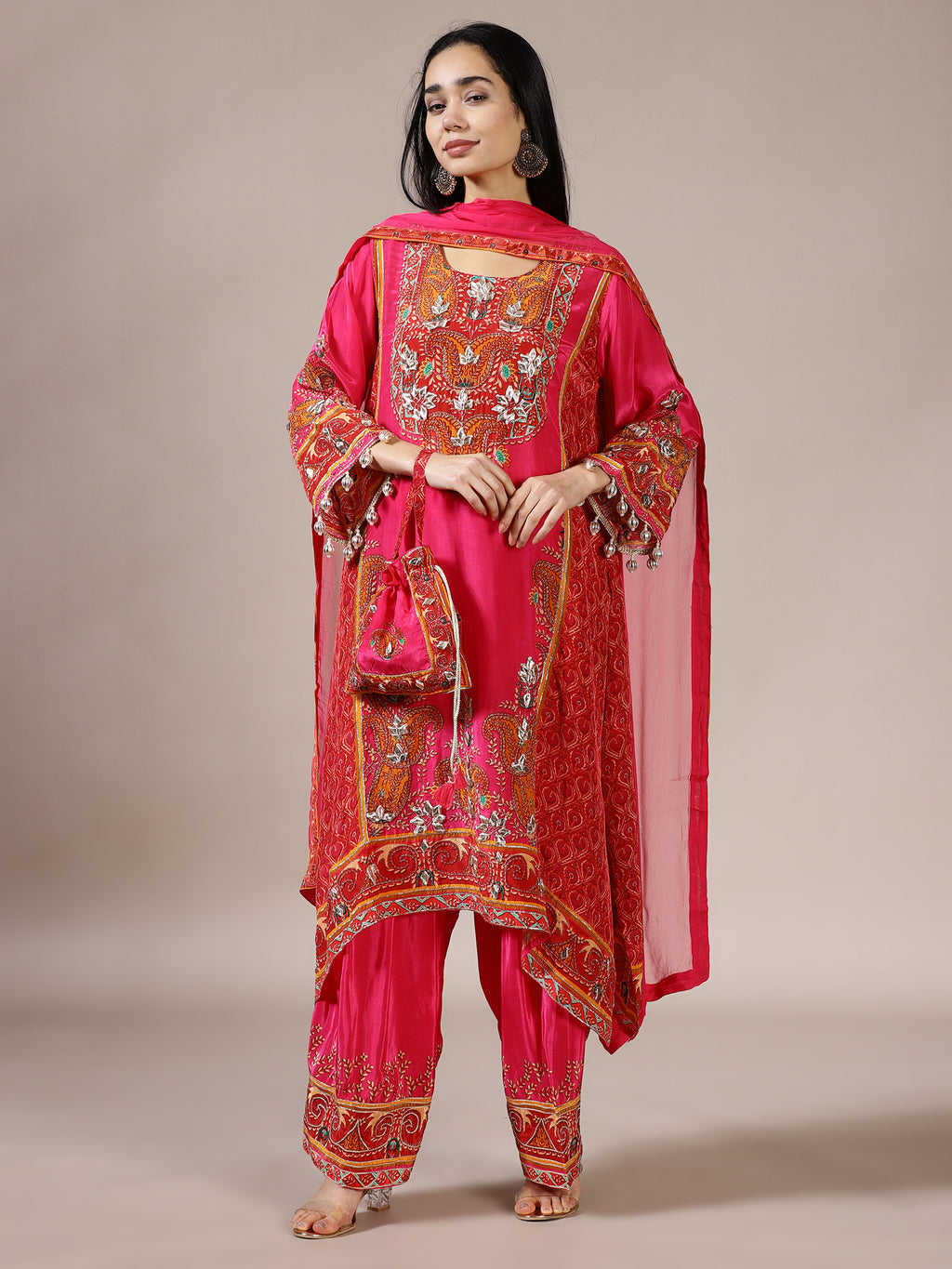 Fuchsia Heavy Paisley Print Suit Set