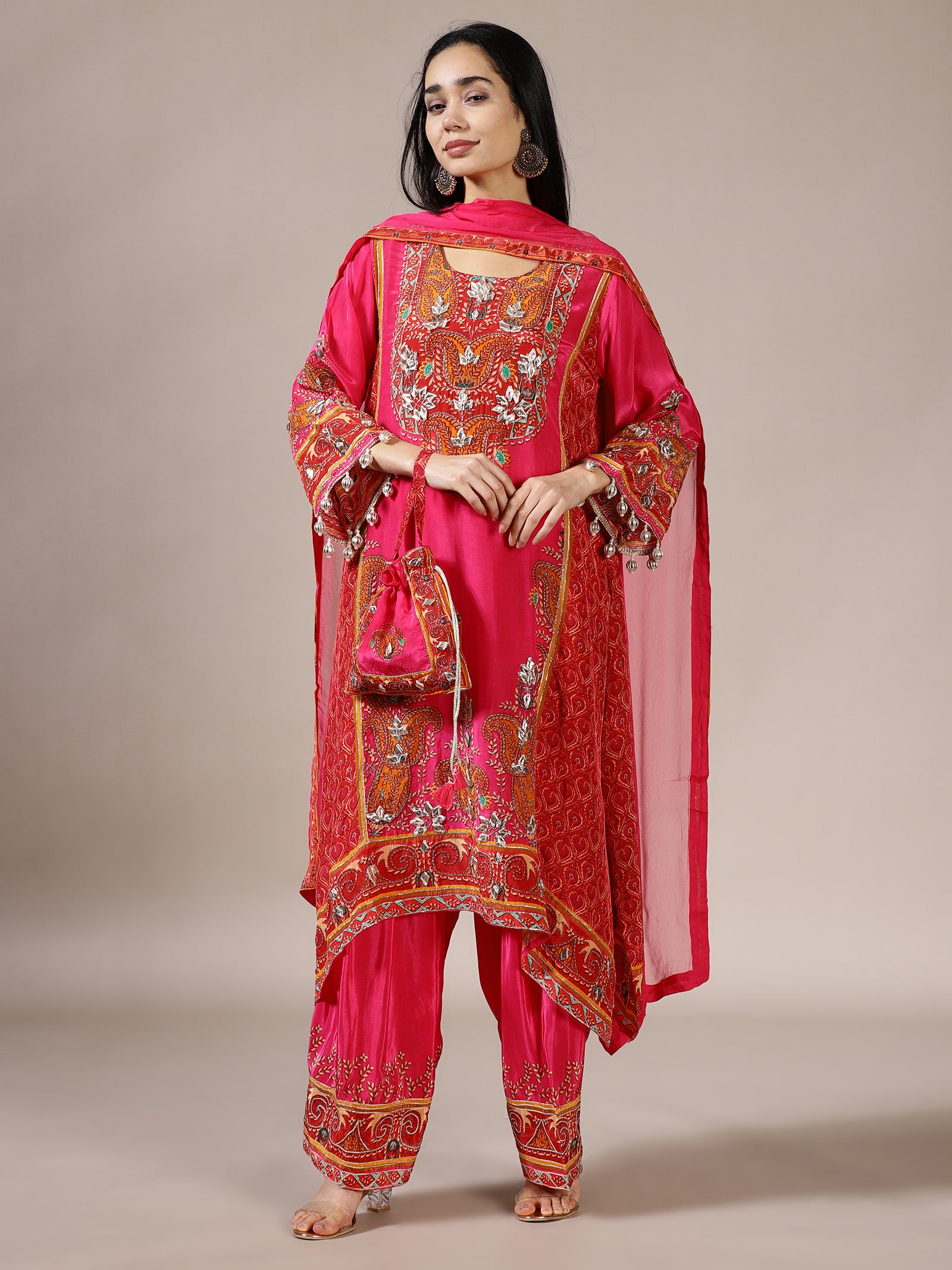 Fuchsia Heavy Paisley Print Suit Set