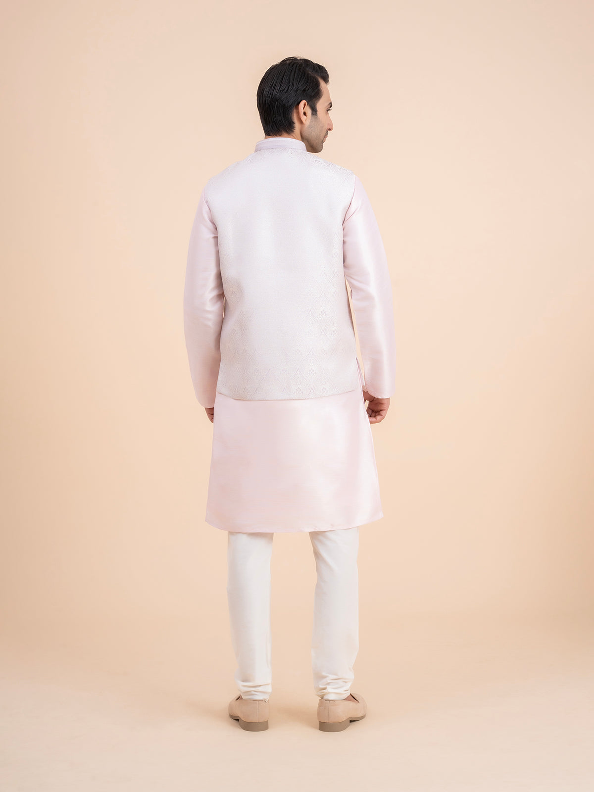 Light Pink Embroidered Nehru Jacket