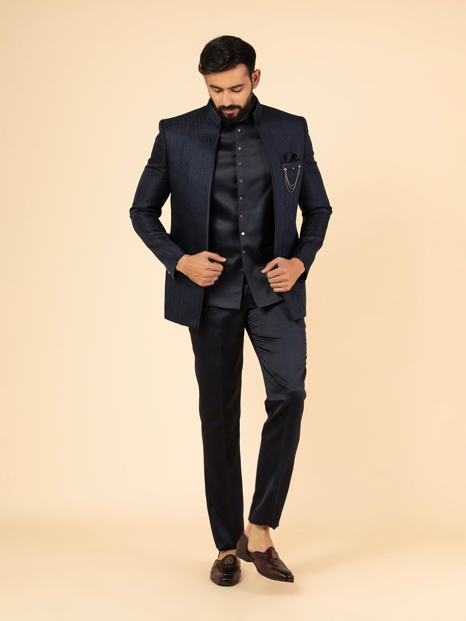 Obsidian Navy Embroidered Jodhpuri Set