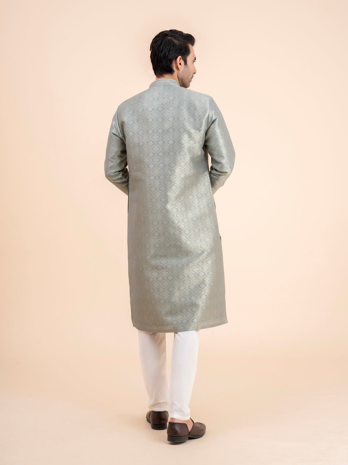 Sage Green Brocade Kurta Set