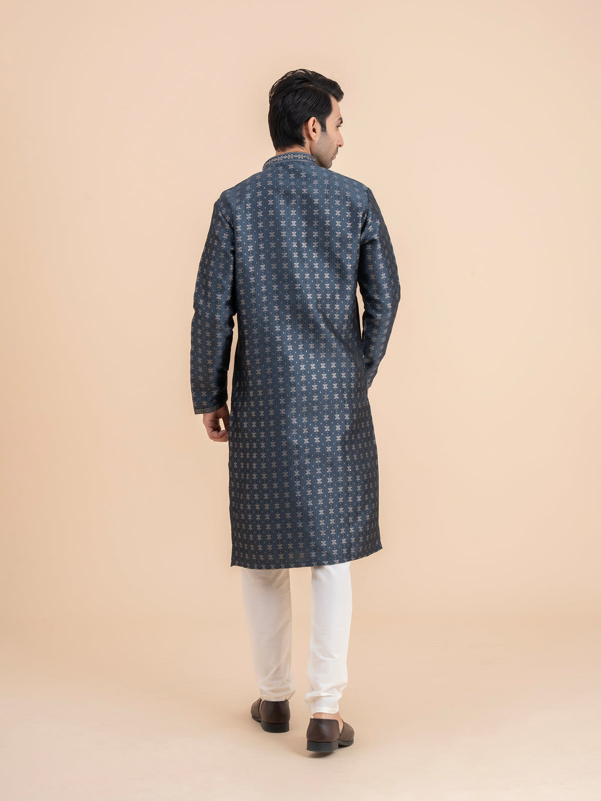 Charcoal Woven Kurta Set
