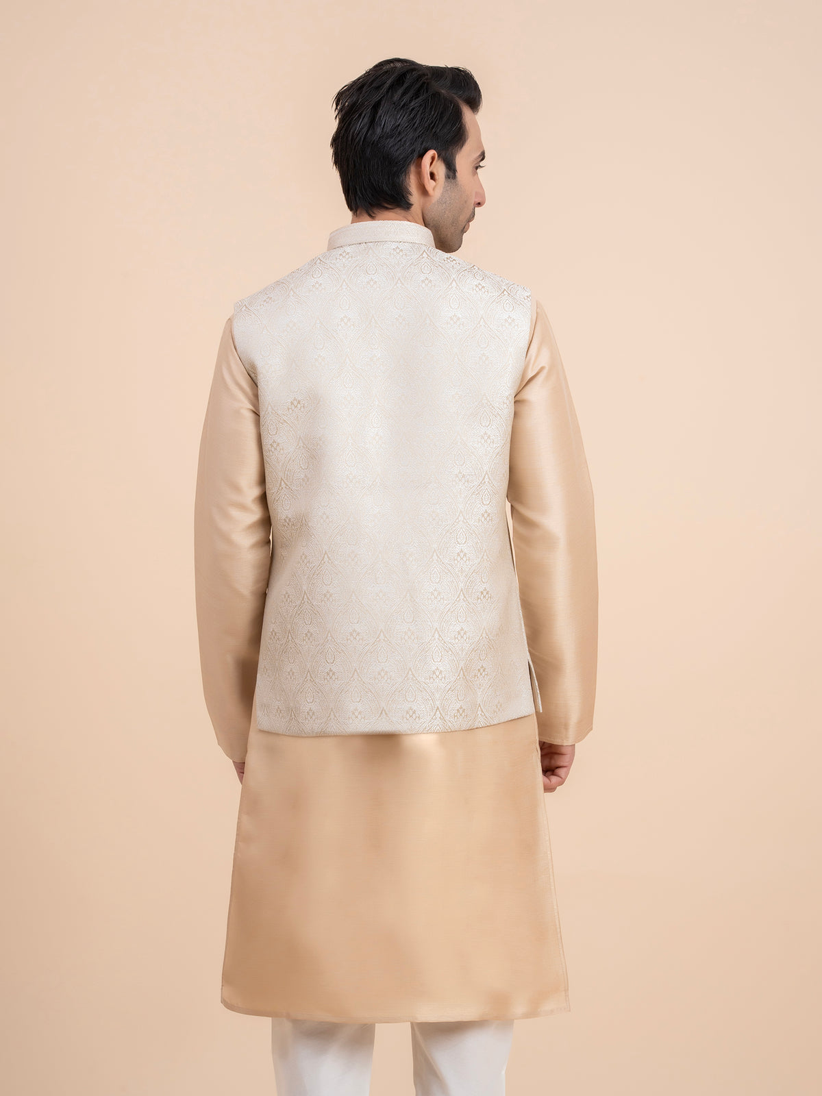 Champagne Gold Embroidered Nehru Jacket