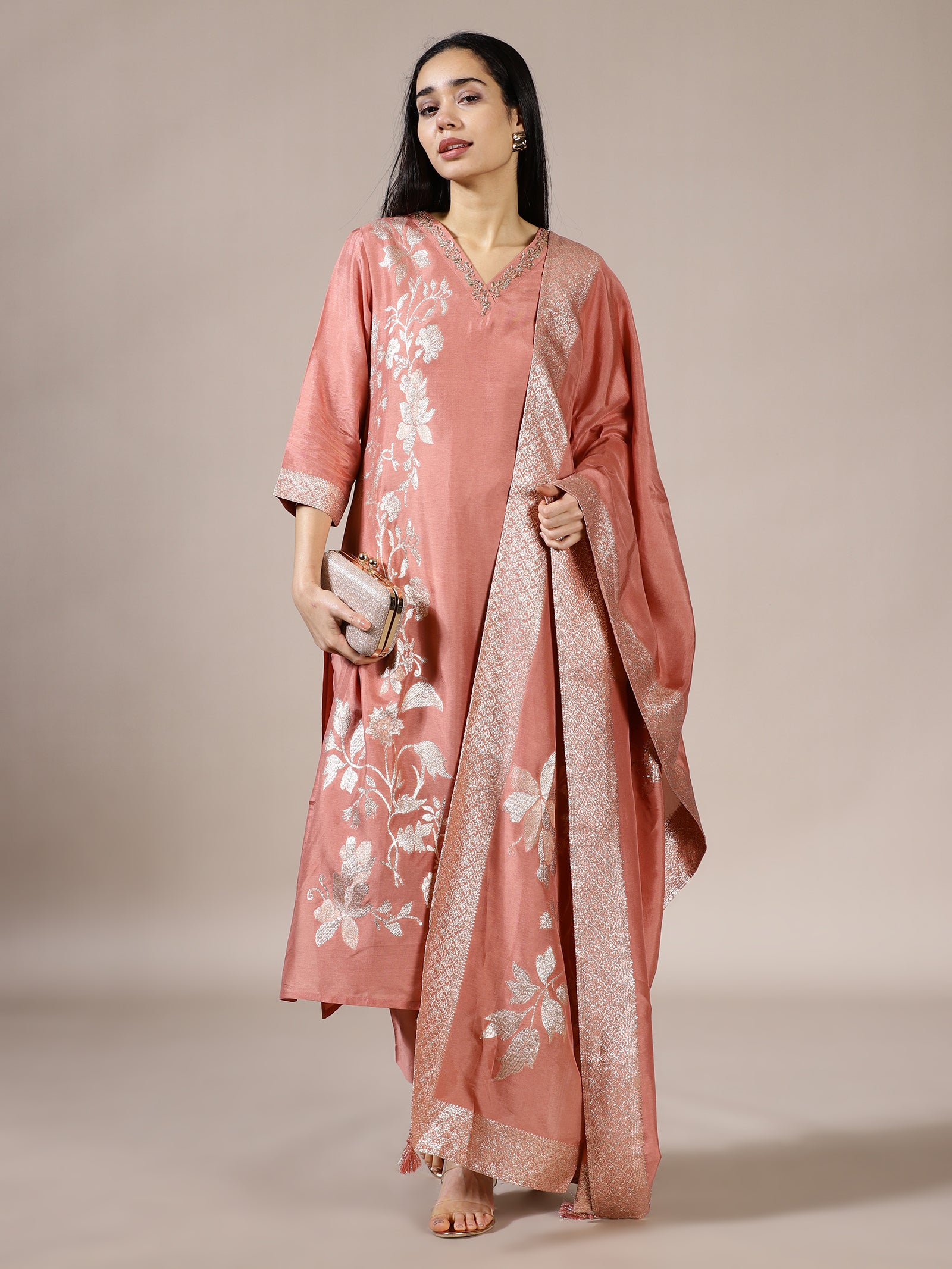Rose Gold Floral Suit Set