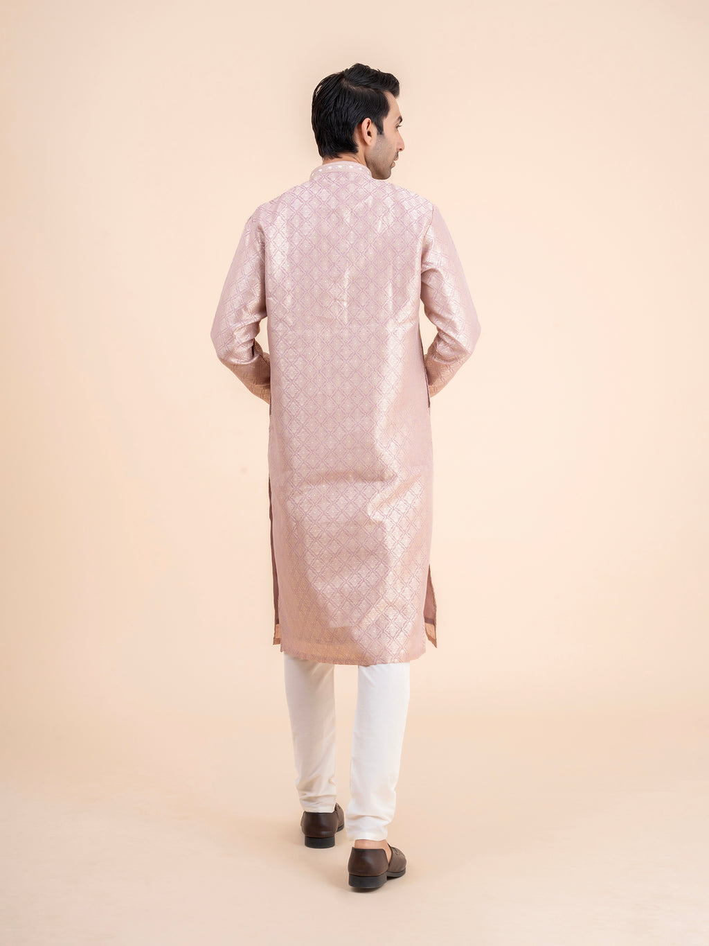 Rose Gold Brocade Kurta Set