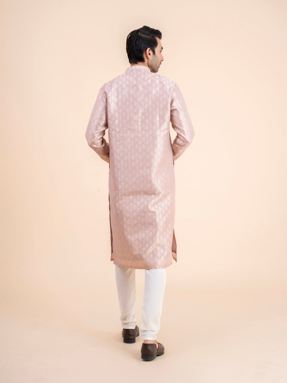 Rose Gold Brocade Kurta Set