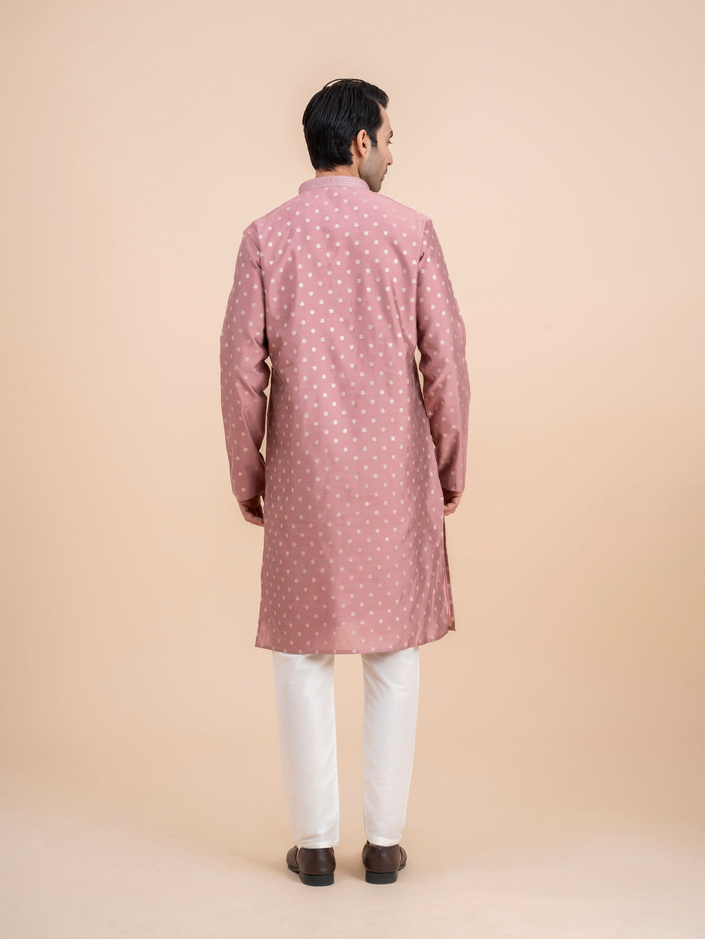 Dusty Pink Woven Kurta Set