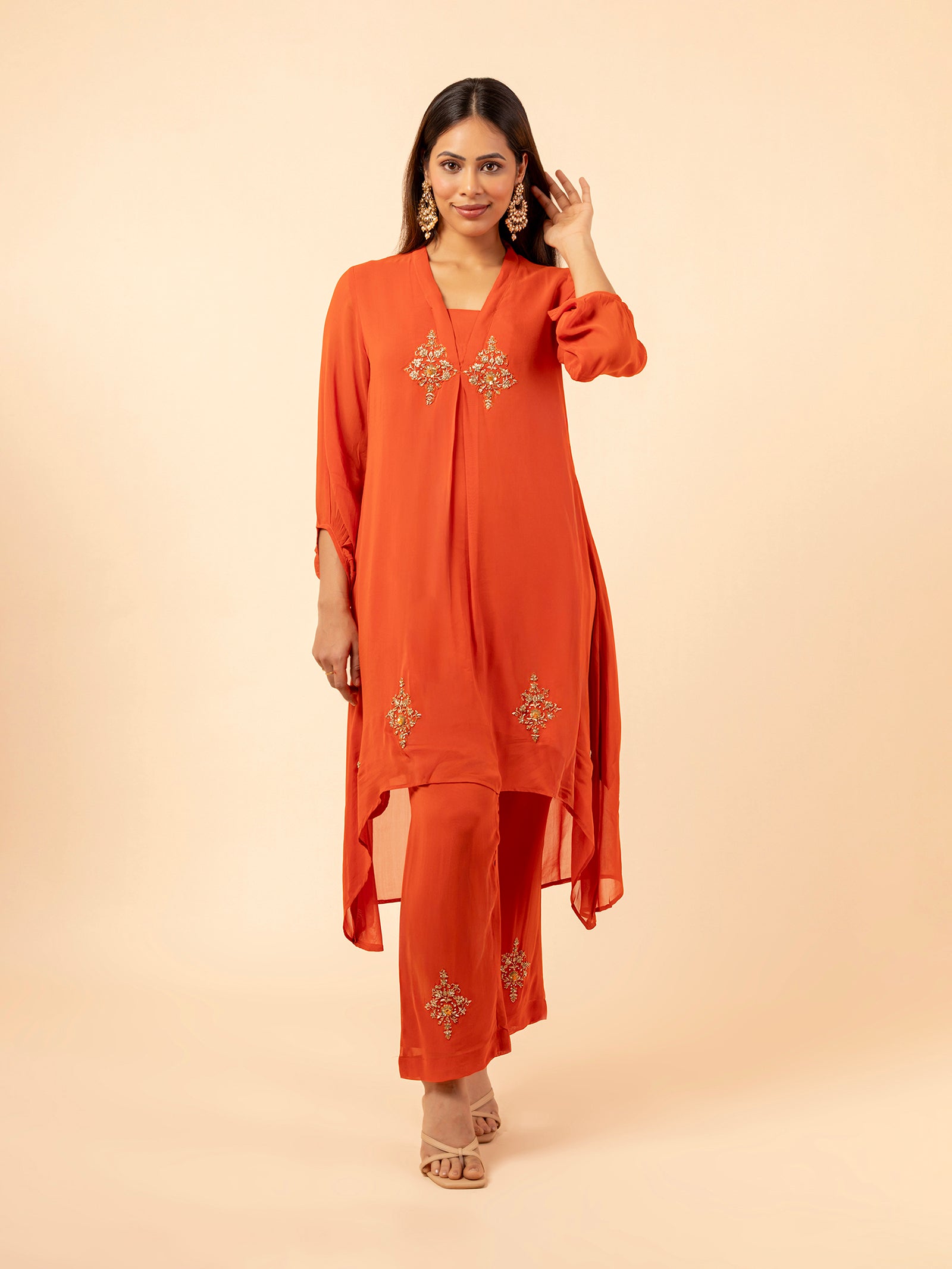 The Amber Radiance High-Low Co-ord Set