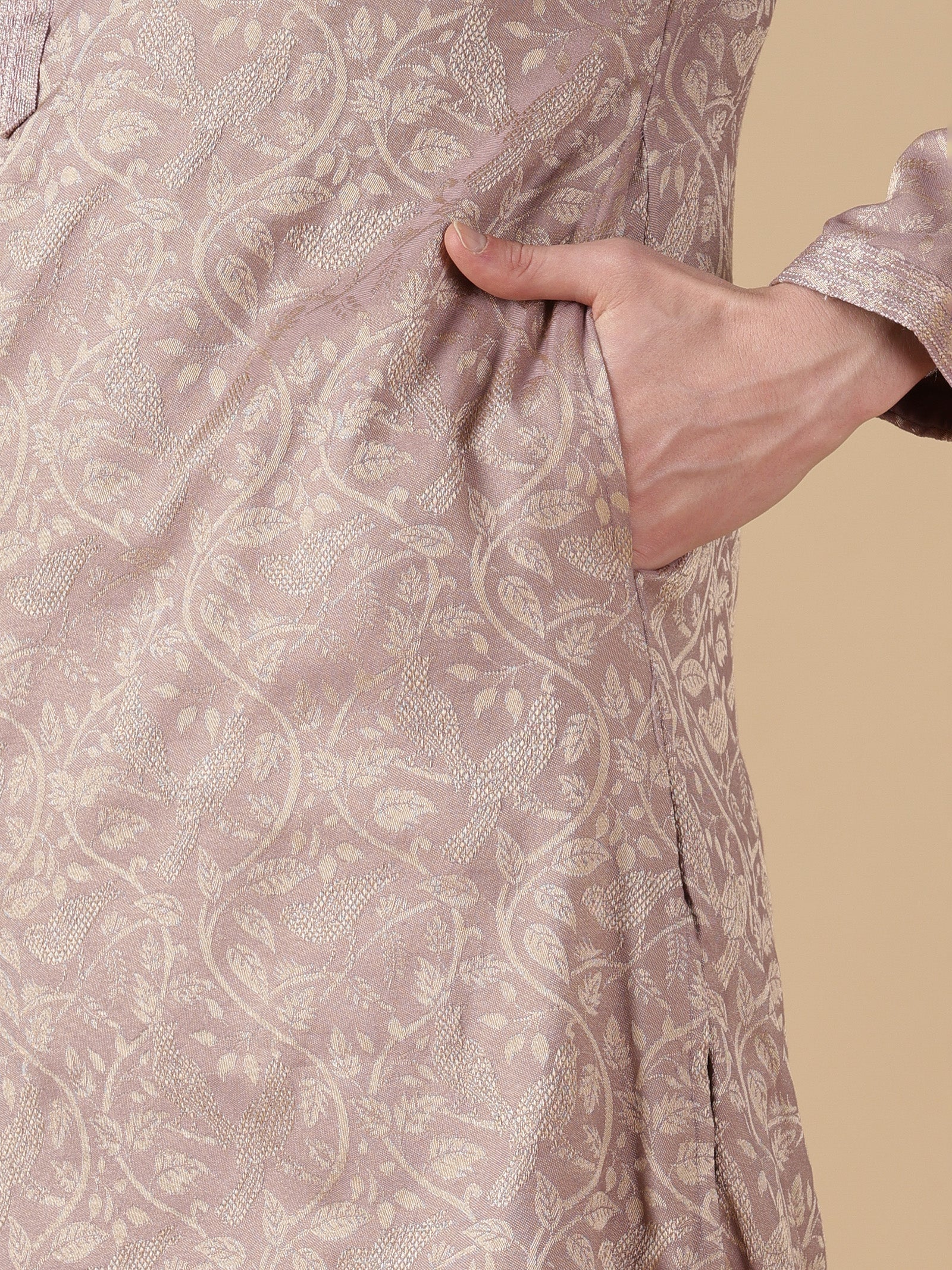 Dusty Mauve Brocade Kurta Set