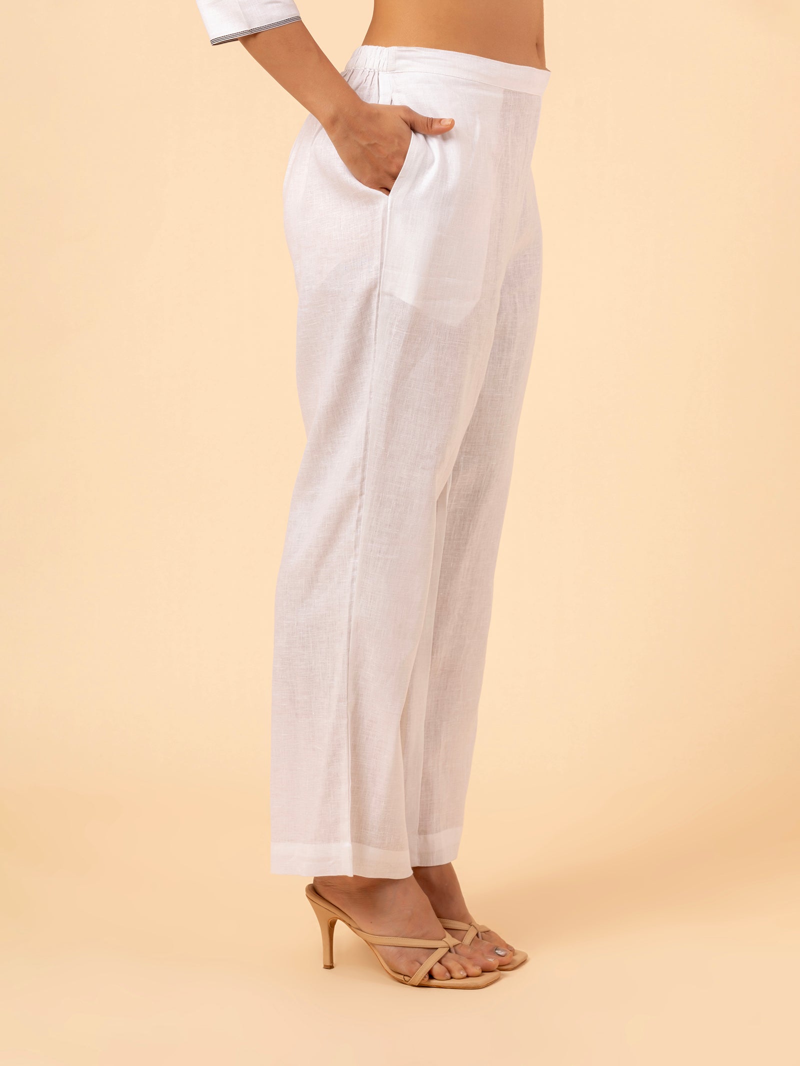 Alabaster Linen Chikankari Co-ord Set