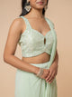 Mint Green Pre-draped Saree with Embellished Sweetheart Blouse