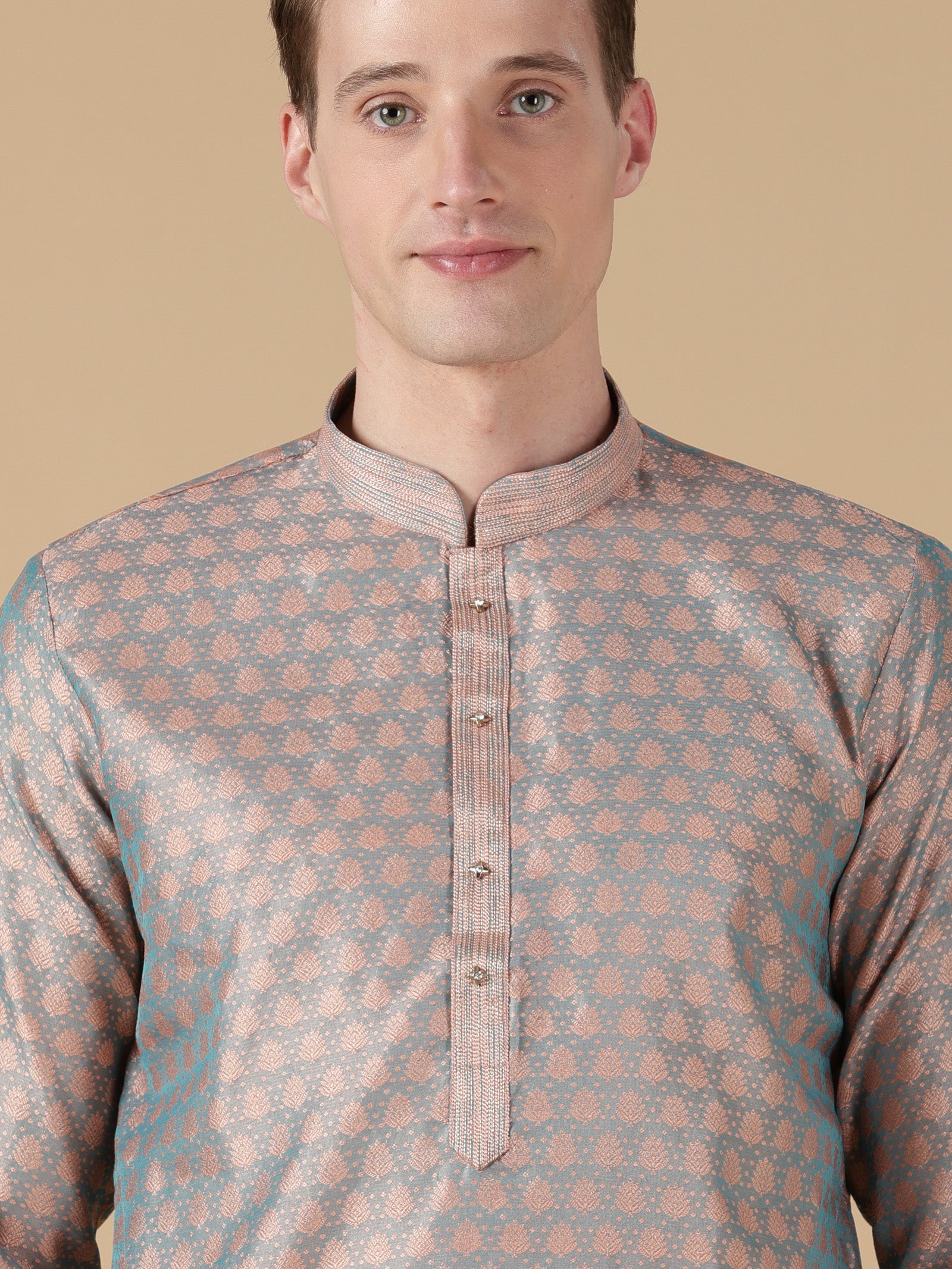 Oceanic Brocade Kurta Set