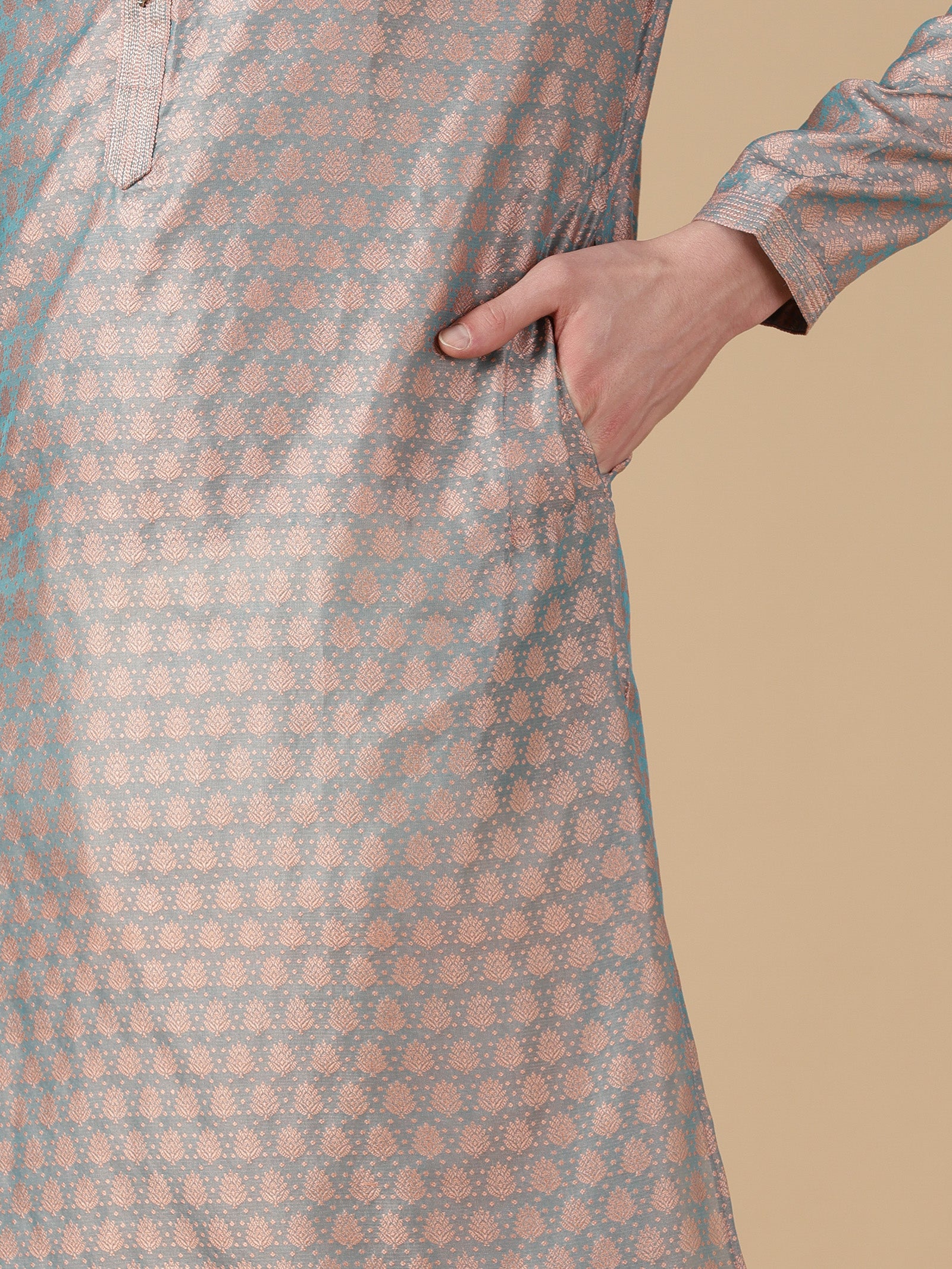 Oceanic Brocade Kurta Set