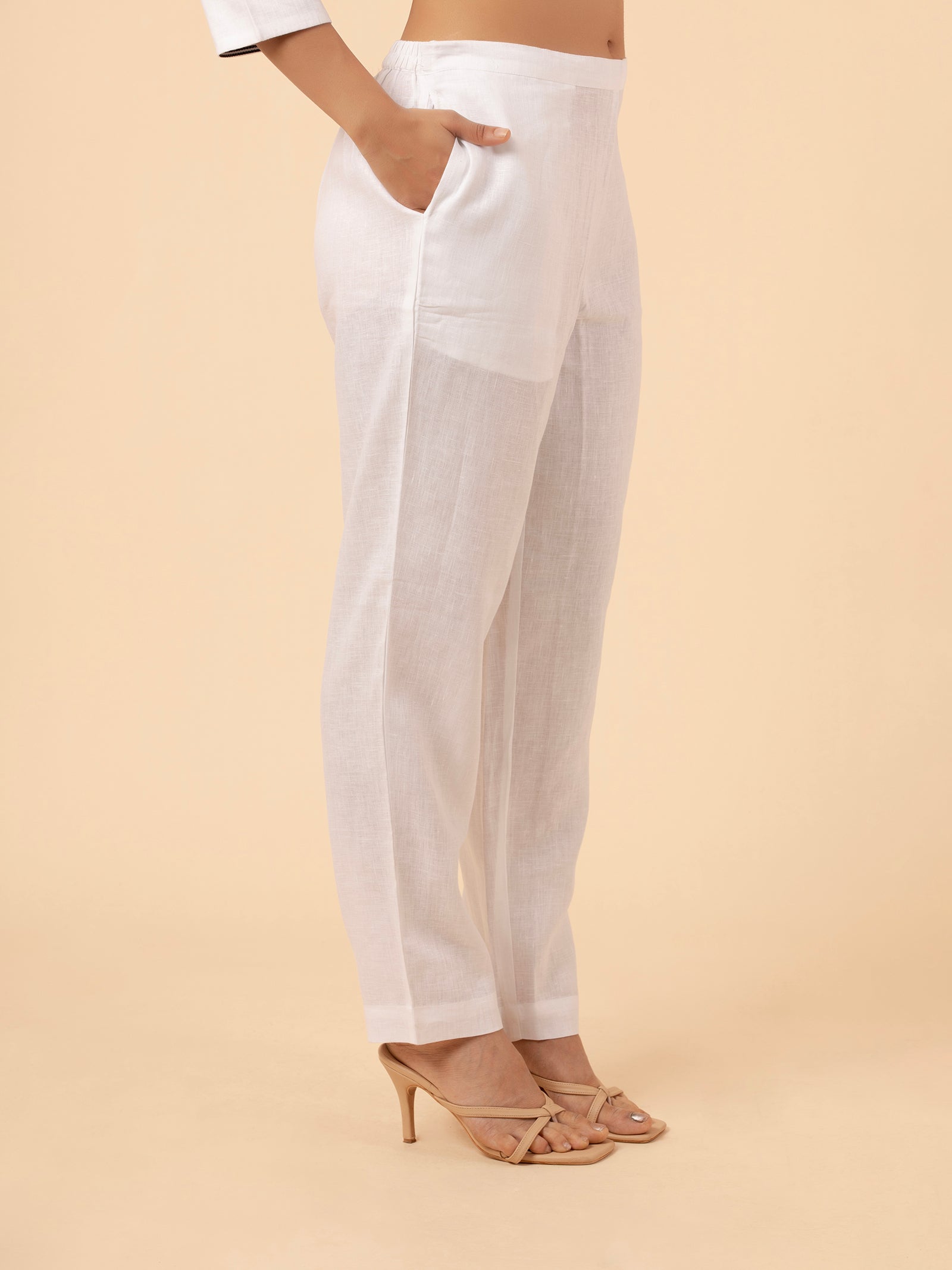 Pearl Linen V-Neck Co-ord Set