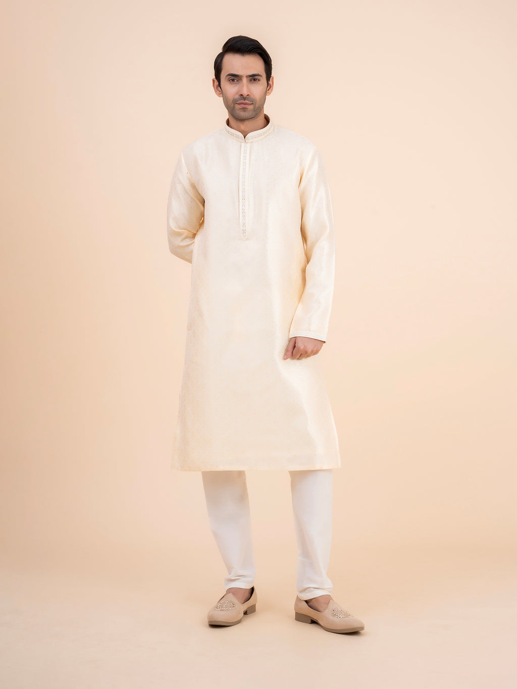 Ivory Jacquard Kurta Set