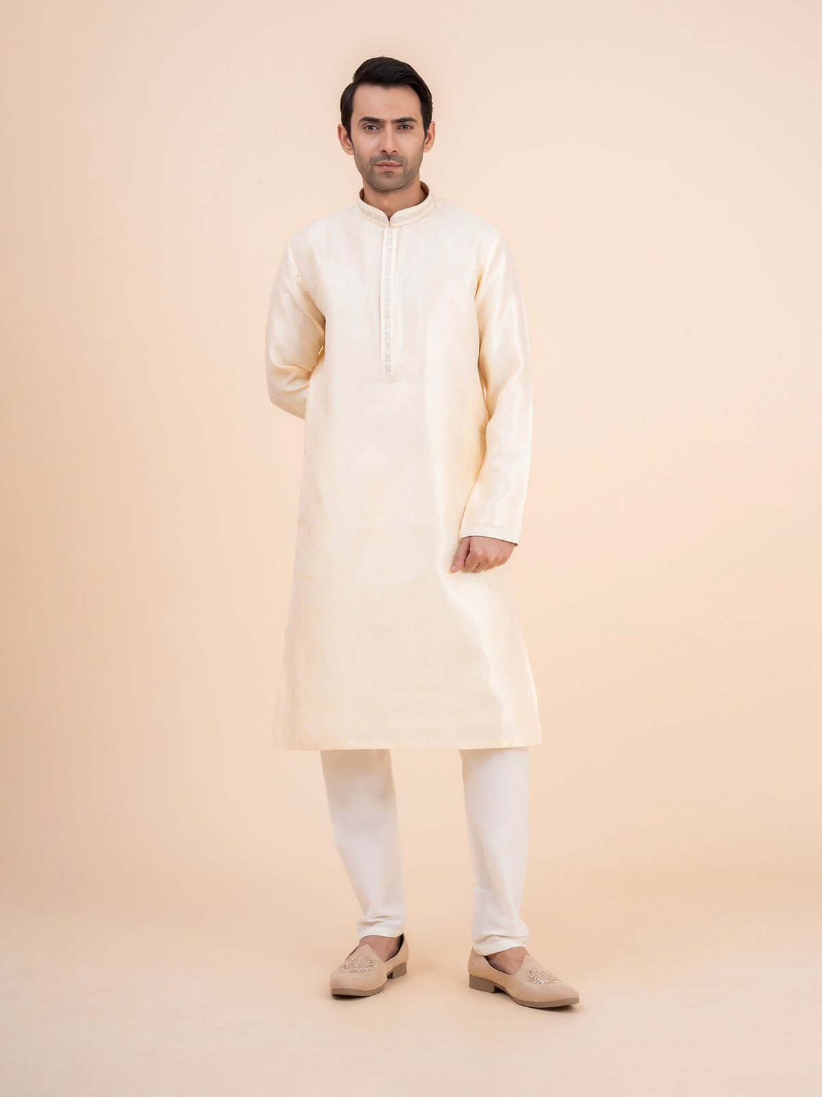 Ivory Jacquard Kurta Set