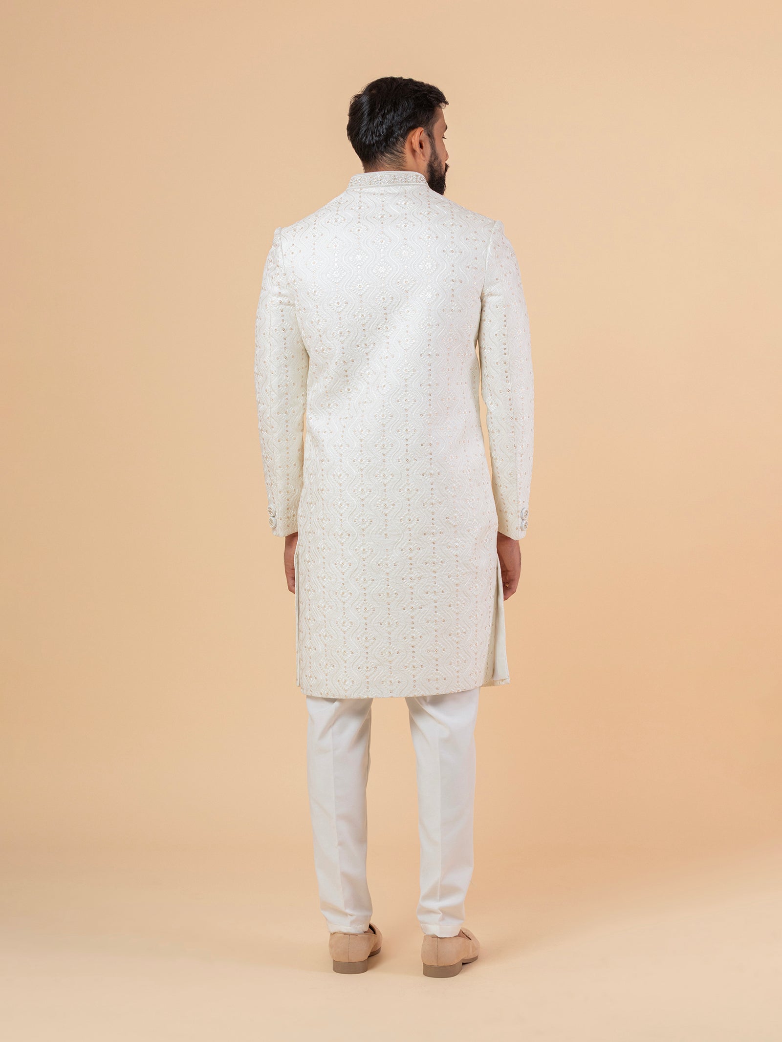 Ivory Arabesque Heavy-Embroidered Sherwani