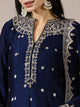 Midnight Blue A-Line Zari Work Suit Set
