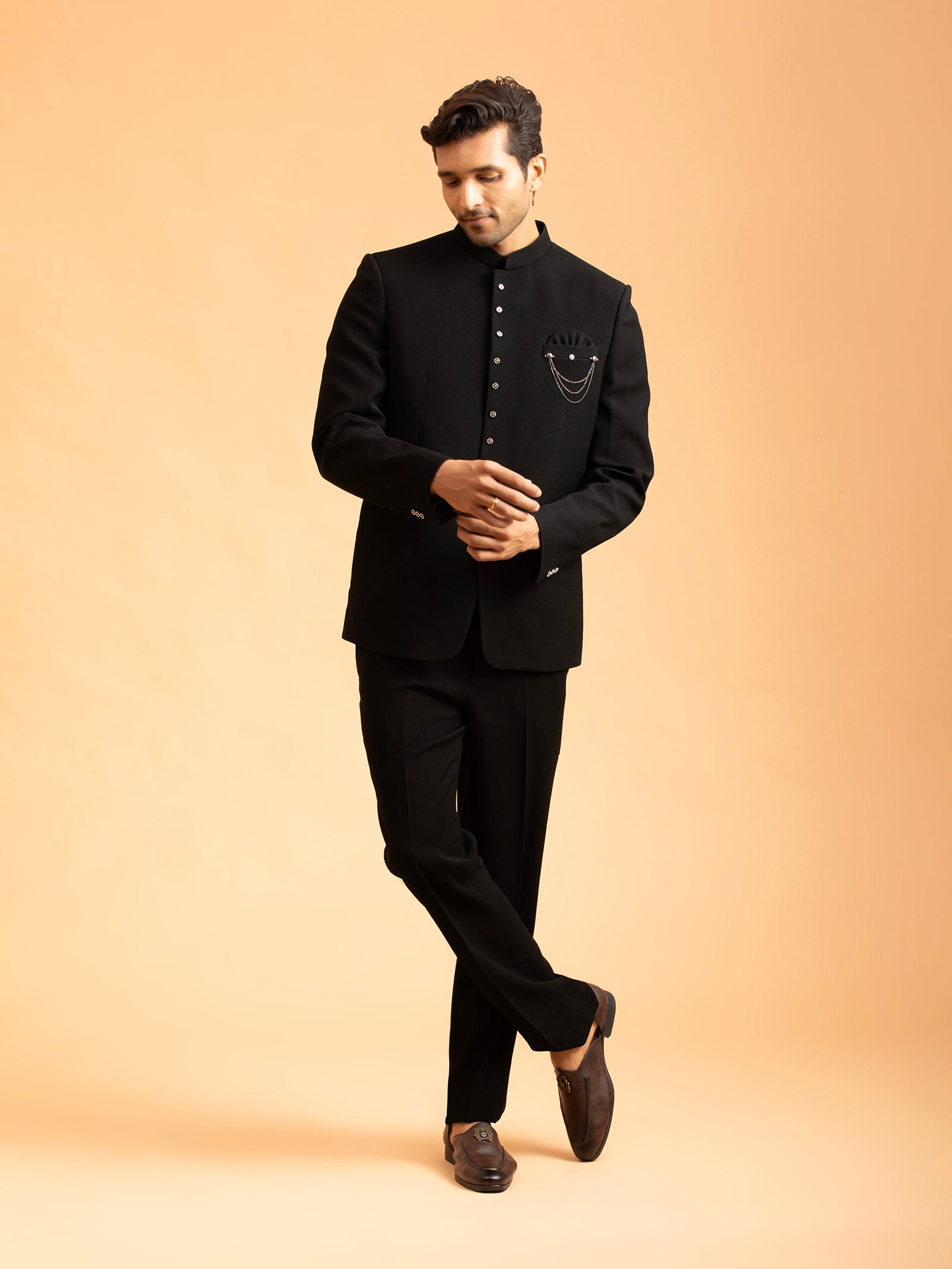 Obsidian Black Tailored Jodhpuri Set