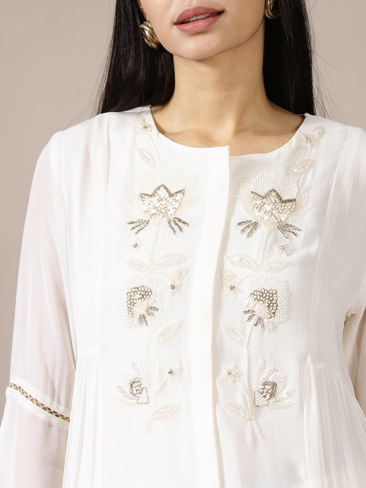 Pure White Embroidered Chiffon Set