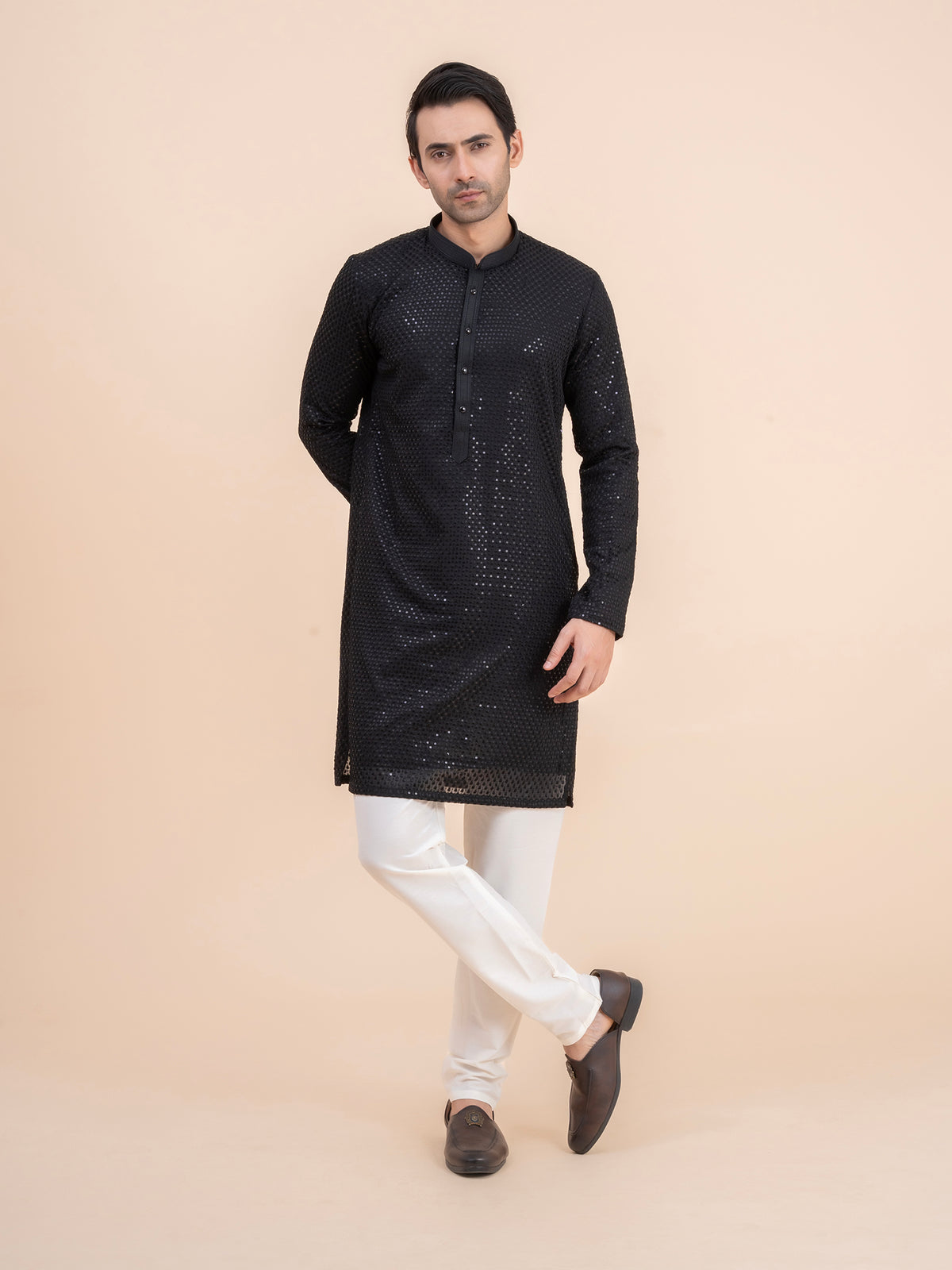 Jet Black Sequin Kurta Set