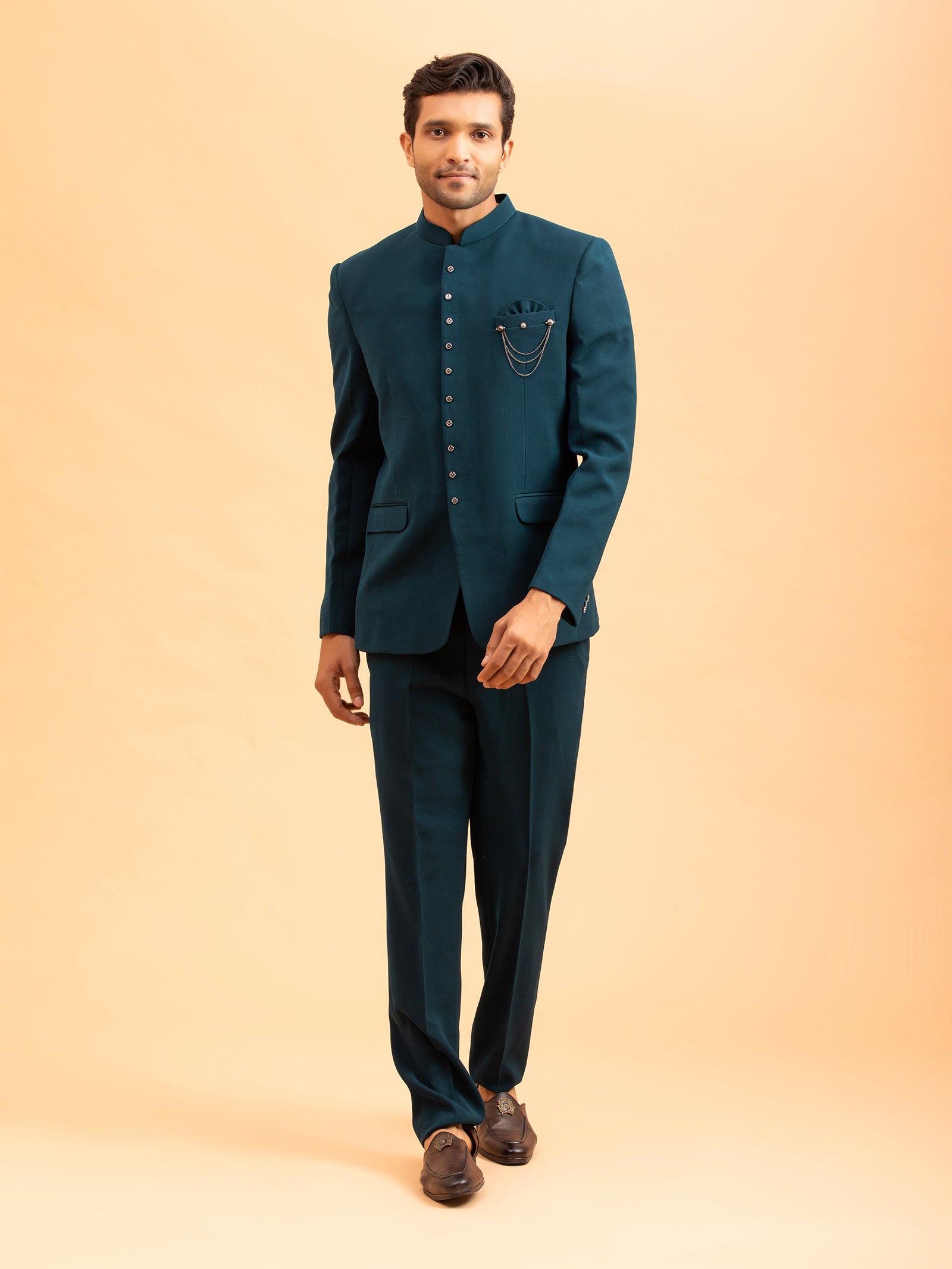 Teal Serenity Tailored Jodhpuri Set