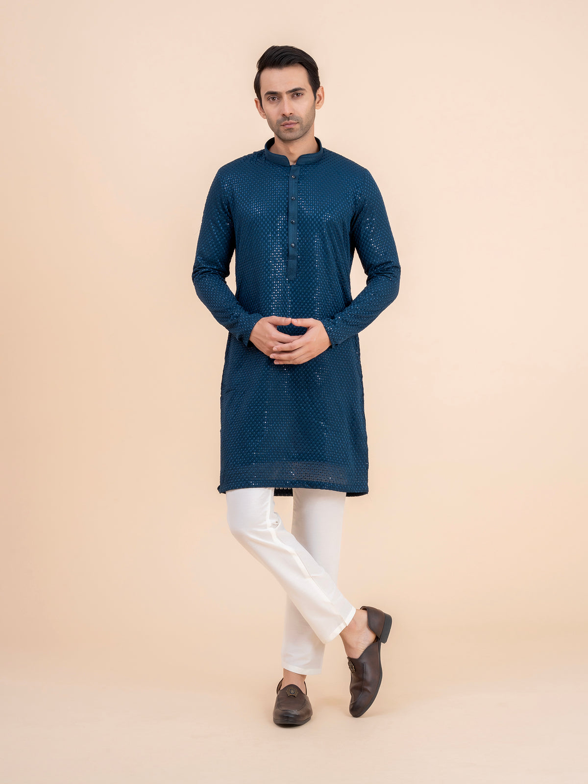 Deep Blue Sequin Kurta Set