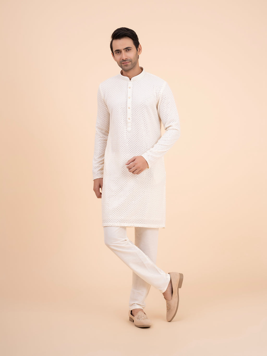 Ivory Chikankari Embroidred Kurta Set