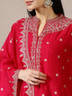 Scarlet Red Zari Embroidered Kurta Set